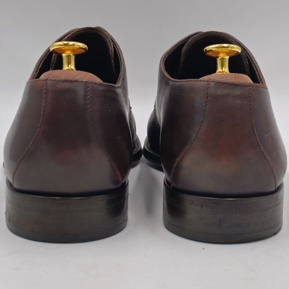 Bally Switzerland Mens Size 10D Dark Brown Leather Dress Shoes Medallion Oxfords - Picture 4 of 10